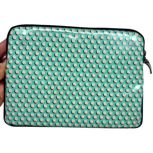 Kate Spade Tablet Case Mint Green White Polka Dots Black Trim - Picture 9 of 9